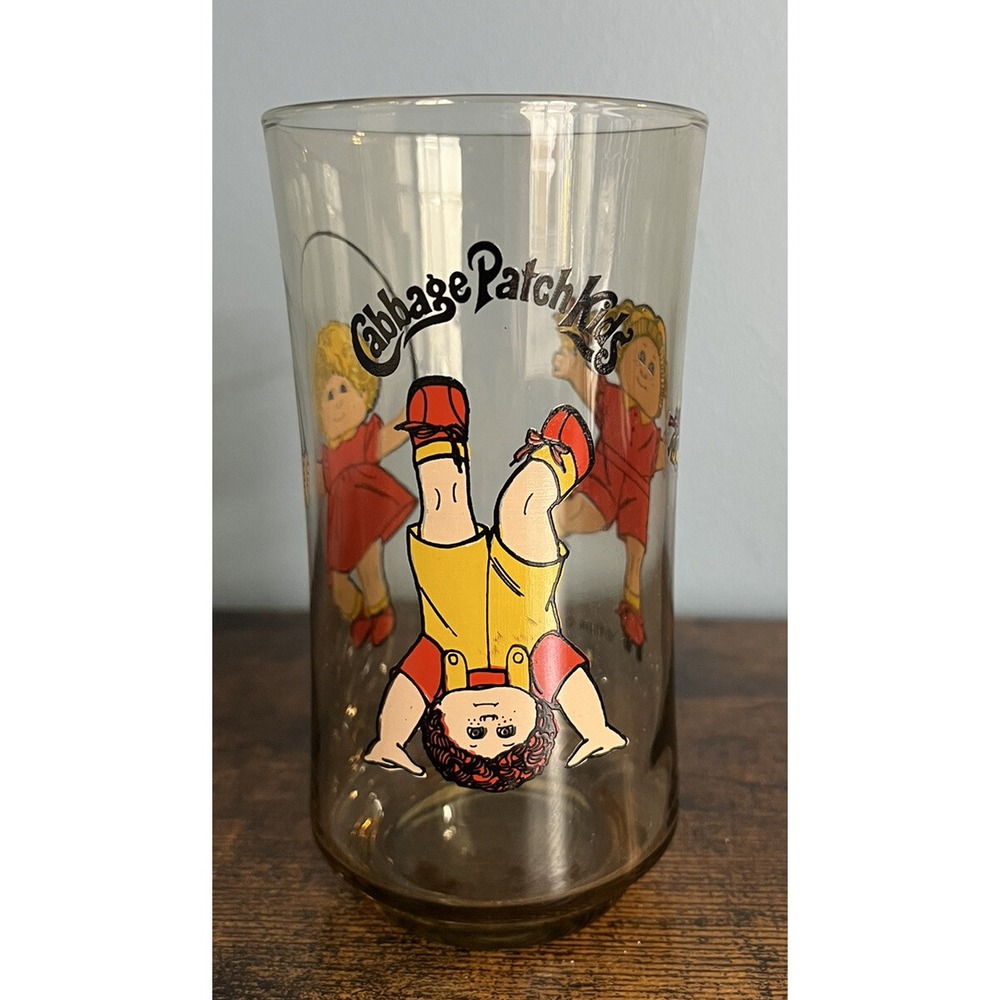 Vintage 1984 Cabbage Patch Kids 5.25" Drinking Juice Glass Rollerskating